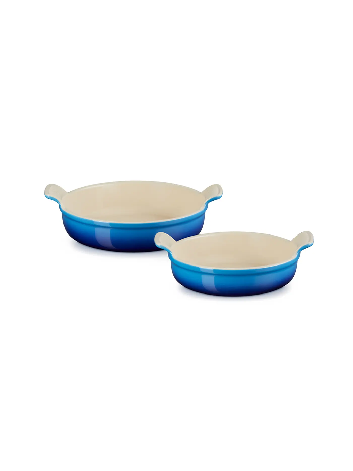LE CREUSET | Runde Auflaufform Tradition aus Steinzeug 20cm und 24cm 2er-Set Nectar | blau